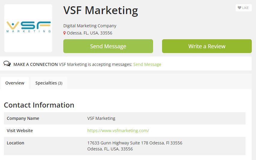 Local business listing of VSF Marketing in Tech Directory